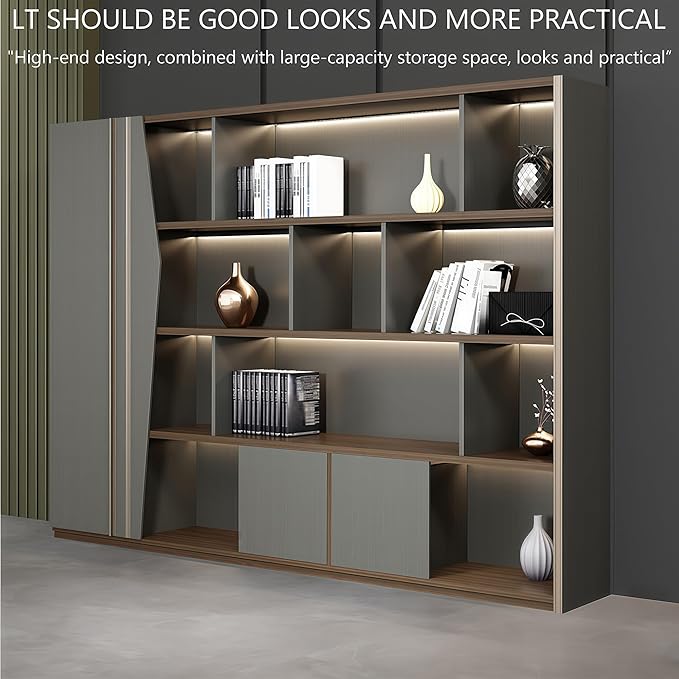 Modern Executive Desk, 118.1 inch L Shaped Desk with Storage, L Shape Corner Desk Drawers and Lockable Storage No Installation Required, Without Desk or Computer Chair (Filing Cabinet)