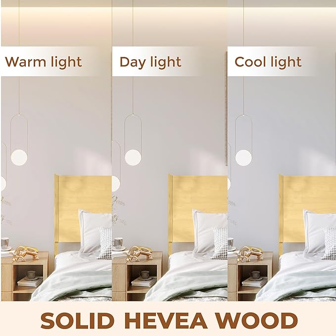 Acacia Haven King Size Bed Frame and Headboard, King Size Platform Bed Frame Scandinavian Wood Bed Compatible with All Mattress Types, No Box Spring Needed, 800lbs Wood Slats Support, Oak