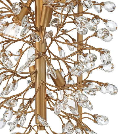Possini Euro Design Carrine Light Brass Gold Pendant Chandelier Lighting 15 1/4" Wide Modern Clear Crystal Accents 4-Light Fixture for Dining Room House Home Foyer Kitchen Entryway Bedroom Living