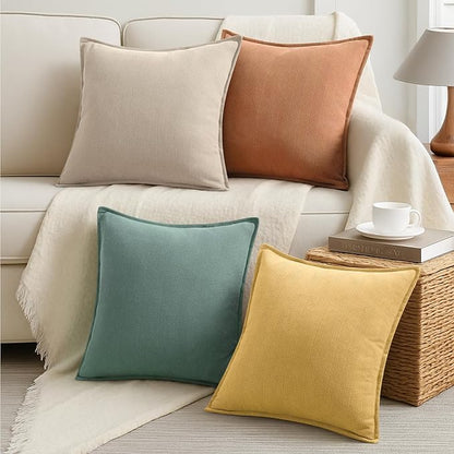 ZWJD Throw Pillow Covers 18x18 Set of 4 Chenille Pillow Covers with Elegant Design Soft and Luxurious Decorative Throw Pillows for Couch, Bed, and Home Decor