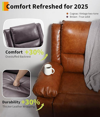 GarveeHome Power Lift Recliner Chair - Heat and Massage, PU Leather Electric Lift Recliner for Elderly & Mobility Impaired, Adjustable Back and Legs, Heavy Duty Lift Chair for Seniors