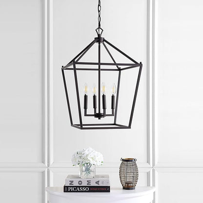 JONATHAN Y JYL7437A Pagoda Lantern Dimmable Adjustable Metal LED Pendant Classic Traditional Farmhouse Dining Room Living Room Kitchen Foyer Bedroom Hallway, 16 in, Oil Rubbed Bronze