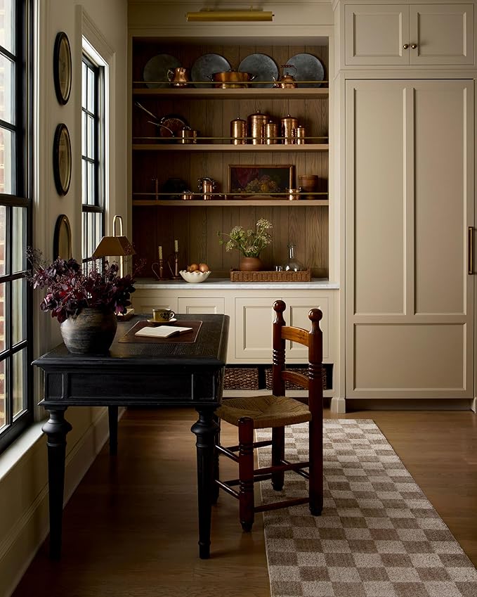Loloi Chris Loves Julia Calvin Collection CLV-01 Pebble/Ivory 2'-3" x 3'-10" Accent Rug Checkered Neutral Soft Living Room Bedroom Carpet