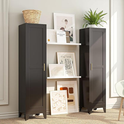 Tall Narrow Storage Cabinet, 67" Single Door Metal Storage Locker Cabinet, Freestanding Tall Kitchen Pantry Cabinets for Small Space