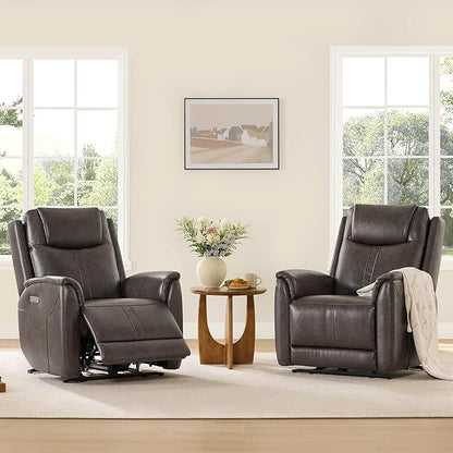 CHITA Super Zero Gravity Power Recliner Chair for Adults, Electric Faux Leather Recliner with USB & Type-C Charging Ports for Living Room, Bedroom & Home Theater Relaxation, Chocolate