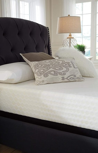 Signature Design by Ashley Full Size Chime 10 Inch Medium Firm Memory Foam Mattresswith Green Tea & Charcoal Gel for Pressure Relief, Fiberglass Free, Mattress In A Box