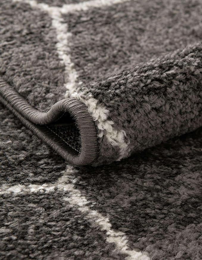 Unique Loom Trellis Frieze Collection Area Rug - Geometric (3' 1" x 6' 1" Hearth Dark Gray/Ivory)