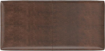 SIMPLIHOME Gabbie 48 inch Wide Contemporary Rectangle Rectangular Storage Ottoman in Distressed Chestnut Brown Vegan Faux Leather, Assembled, For the Living Room, Entryway and Family Room