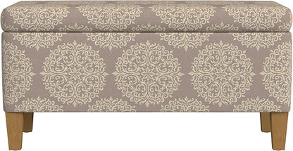 HomePop Drake Large Decorative Storage Bench -Brown Medallion