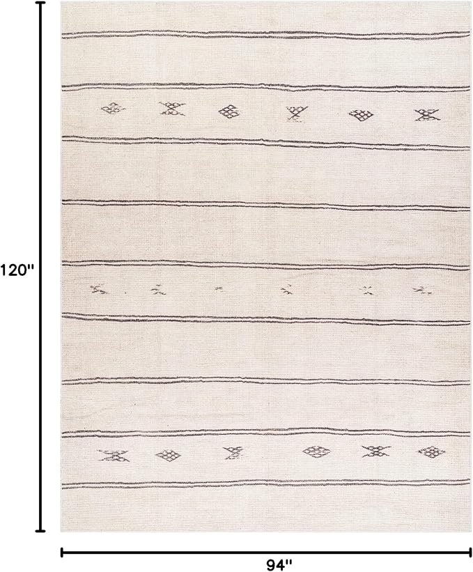 Livabliss x Becki Owens Rivi Moroccan Area Rug , 7'10" x 10', Ivory/Black