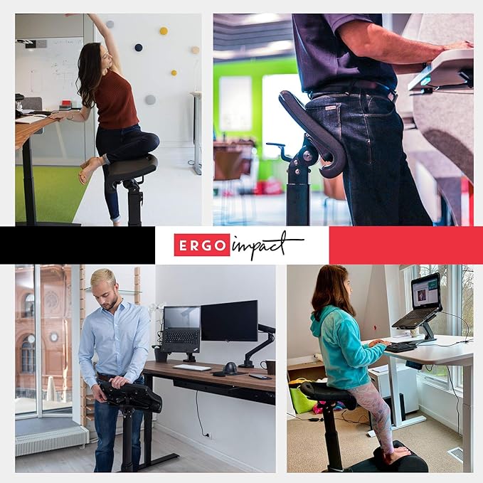 Standing Desk Chair – Ergonomic Stool for Active Sitting & Posture Support | Adjustable Height Sit Stand Chair for Home Office Elite Upgraded Version with 3 Bonus Accessories