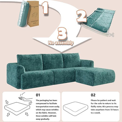 EASE MOOSE Boneless Modular Cloud Couch, Oversized U-Shaped Sectional Sofa for Living Room with Ottoman, Extra Large Movable Couches, 6-Deep-Seat Sofas for Bedroom, Apartment, Chenille (Blue)