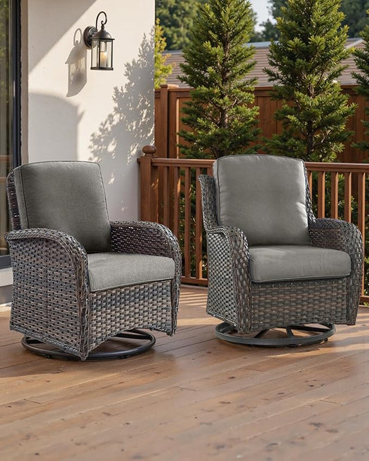 Pop 22x25/22x24 Outdoor Furniture Cushions Set of 6 - Comfortable Patio Chair Cushion for Rattan Wicker Dining Rocking Swivel Chairs Loveseat Couch L-Shape Sectional Sofa - Grey/Classic