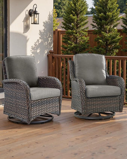 Pop 22x25/22x24 Outdoor Chair Cushions Set of 4 - Heavy Duty High Back Replacement Zippered Cushion for Patio Furniture Set Dining Rocking Chairs Loveseat L-Shape Sofa - Grey/Classic