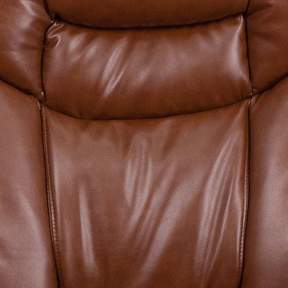 Flash Furniture Allie LeatherSoft Upholstered Recliner with Footrest, Arms, and Headrest, Padded Swivel Recliner Chair and Ottoman Set, Brown Vintage