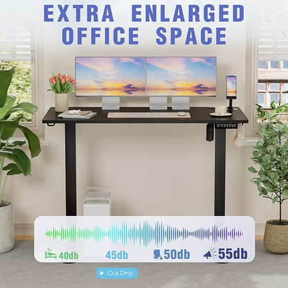 Homall Height Adjustable Electric Standing Desk, Memory Stand up Desk with Headphone Hook, Home Office Desks with Splice Board