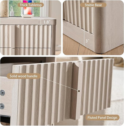 23.6" Nightstand with Charging Station, Side Table with 3 Large Storage Drawers, Mid Century Modern Night Stand with Solid Wood Handle, Bedside End Table for Bedroom, Living Room, Closet
