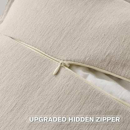 FUTEI Beige Chenille Throw Pillow Covers 22x22 Inch Set of 2,Edges Double-Stitched Cushion Cases,Modern Home Decor for Couch Living Room