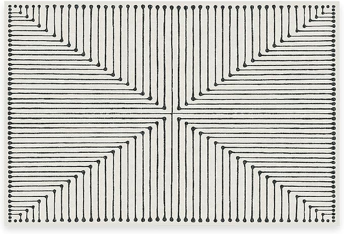RUGGABLE x Jonathan Adler Machine Washable Modern Area Rug– Inkdrop Black & Ivory 2x3, Stain-Resistant, Non-Slip – Small Rugs for Living Room, Bedroom, Hallway, Entryway & Bathroom–with Cushioned Pad