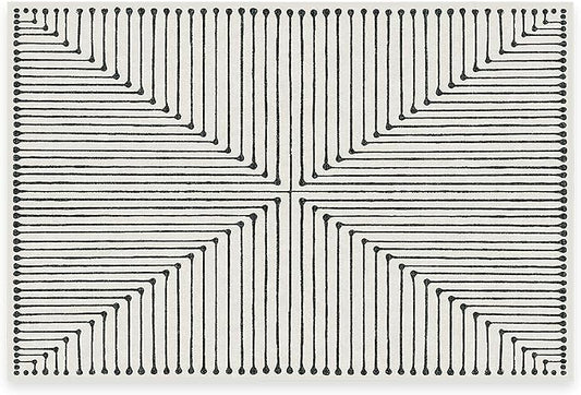 RUGGABLE x Jonathan Adler Machine Washable Modern Area Rug– Inkdrop Black & Ivory 2x3, Stain-Resistant, Non-Slip – Small Rugs for Living Room, Bedroom, Hallway, Entryway & Bathroom–with Cushioned Pad