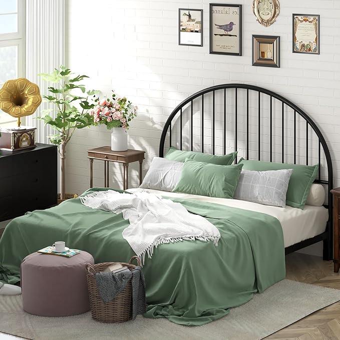 Weehom Full Size Headboard Only, Wrought Iron Black Headboard Full, Vintage Metal Headboard with Height Adjustable, Farmhouse HeadBoard