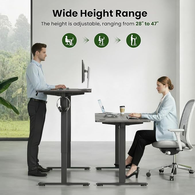 Casaphoria 55 x 24 inches Electric Standing Desk, Sit to Stand Desk with Memory Height Adjustment, Home Office Computer Desk for Writing and Games, Grey