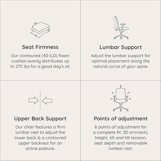 Branch Ergonomic Chair - A Versatile Desk Chair with Adjustable Lumbar Support, Breathable Mesh Backrest, and Smooth Wheels - Experience Optimal Comfort and Support - Poppy