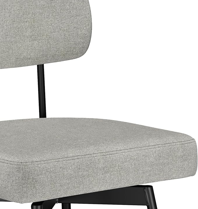 SIMPLIHOME Giselle Counter Stools (Set of 2) - 24 Inch Seat Height Swivel Upholstered Metal Kitchen Stools in Light Grey Polyester Linen, Contemporary Modern Seating with Padded Seat and Backrest