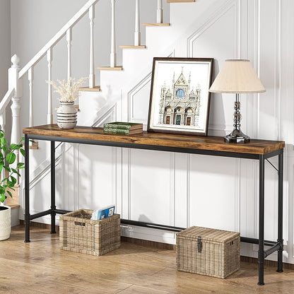 Tribesigns 70.9 Inch Extra Long Console Table, Narrow Sofa Table Behind Couch, Rustic Entryway Hallway Table Industrial Height Bar Table for Living Room