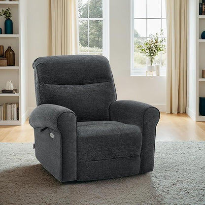MCombo Dual Motor Power Lift Recliner Chair with Massage and Heat for Elderly, USB Ports, Lay Flat, Fabric 7666 (Dark Grey)