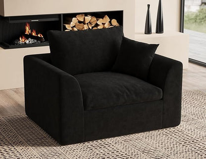 48.6" Single Sofa, Small Boneless Couches for Living Room, Cloud Couch for Bedroom, Office, Black