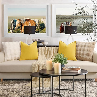 ZWJD Yellow Pillow Covers 22x22 Set of 2 Chenille Throw Pillow Covers with Elegant Design Soft and Luxurious Decorative Throw Pillows for Couch, Bed, and Home Decor