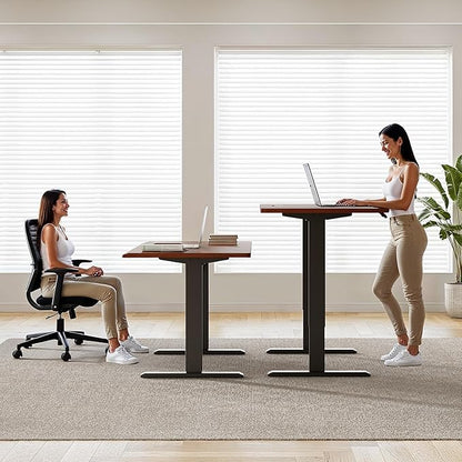 ONBRILL Standing Desk, 55x23.6 Inches Whole-Piece Board Rectangle Stand Up Desk with Solid Wood Desktop and Memory Controller, Adjustable Height from 28-46 Inches for Home & Office, Brown