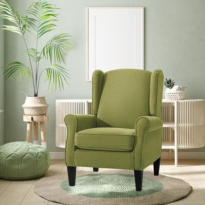 Accent Chair, Modern Living Room Chairs with Wingback, Comfy Upholstered High Back Single Sofa for Bedroom, Mid-Century Reading Armchair Sillas para Sala