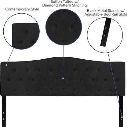 BizChair Tufted Upholstered King Size Headboard in Black Fabric