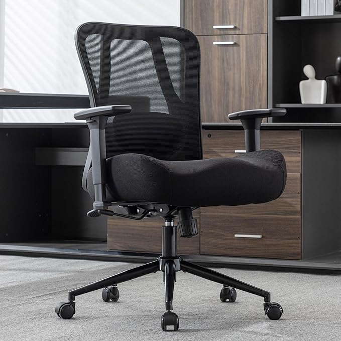 Okeysen Big and Tall Office Chair, Ergonomic Computer Desk Chair with 500 LBS Capacity, Wide Seat and 6’’ Thick Cushion for Heavy People, Adjustable Lumbar Support