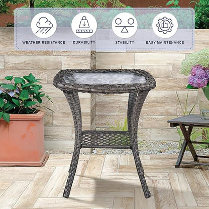 Swivel Patio Chairs sofa Set of 9 with 6" Thick Cushion - Wicker Outdoor Swivel Rocker Patio Chair ,Sofa/Glass coffee table, High Back Comfortable Outdoor Glider Chairs -Brown Wicker | Gery Cushions