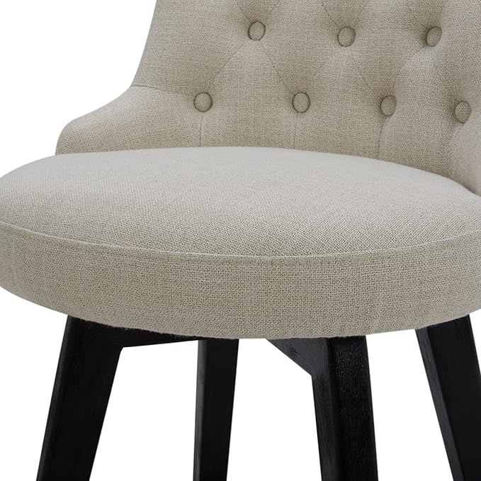 Watson & Whitely Counter Height Bar Stools, Performance Fabric Upholstered Modern Swivel Barstool with Back, Solid Wood Legs, 26" H Seat, Linen