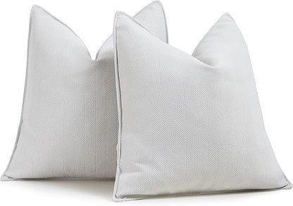ZWJD Cream Pillow Covers 16x16 Set of 2 Chenille Throw Pillow Covers with Elegant Design Soft and Luxurious Decorative Throw Pillows for Couch, Bed, and Home Decor