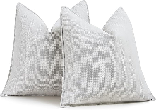 ZWJD Cream Pillow Covers 22x22 Set of 2 Chenille Throw Pillow Covers with Elegant Design Soft and Luxurious Decorative Throw Pillows for Couch, Bed, and Home Decor
