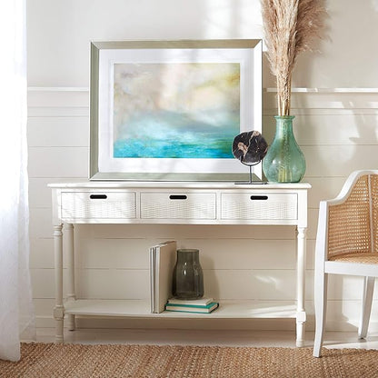 SAFAVIEH Home Collection Landers Distressed 3-Drawer Console Table CNS5711A, Distrssed White