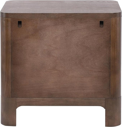 Christopher Knight Home Egbert Modern Nightstand with Drawers, Wooden Small Night Stand with Rounded Corners Design, Bedside Table/End Table for Bedroom, Multipurpose Storage Cabinet, Brown