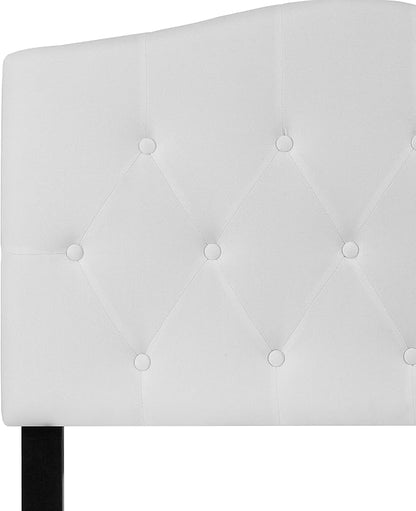 BizChair Tufted Upholstered Twin Size Headboard in White Fabric