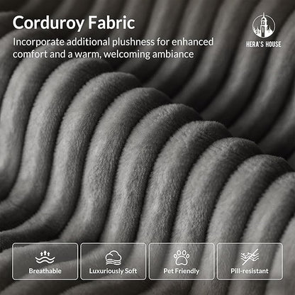 HERA'S HOUSE 88" Modular Sectional Sofa, Loveseat Couches for Living Room, Comfy Cloud Couch 2-Seater Deep Seat Sofa with Throw Pillow, Corduroy Grey