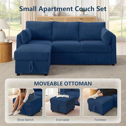 Small Storage Ottoman Sqare Footrest Bench Stool for Apartment,Bedroom,Living Room,Bonus Room and Compact Spaces. (Blue, Ottoman)