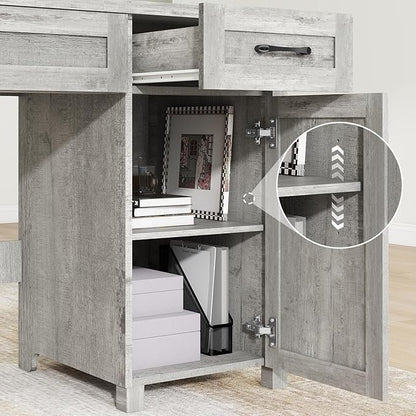 Farmhouse 47" Executive Desk, Computer Desk with Drawers and Storage Cabinet, Workstation Computer Table for Study and Home Office.