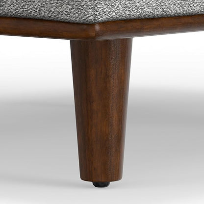 SIMPLIHOME Morrison 49-inch Wide Table Ottoman in Mist Grey Woven-Blend Fabric, Multifunctional Footrest, Coffee Table, or Extra Seating for Living Room, Mid-Century Modern Style