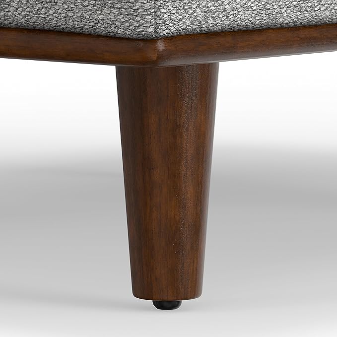 SIMPLIHOME Morrison 33-inch Wide Table Ottoman in Mist Grey Woven-Blend Fabric, Multifunctional Footrest, Coffee Table, or Extra Seating for Living Room, Mid-Century Modern Style