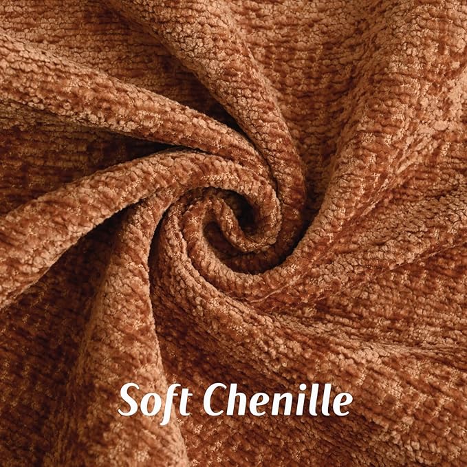 FUTEI Rust Chenille Throw Pillow Covers 12x20 Inch Set of 2,Soft Cozy Bound Edge Design Lumbar Pillow Cases,Home Decor for Couch Bed Living Room