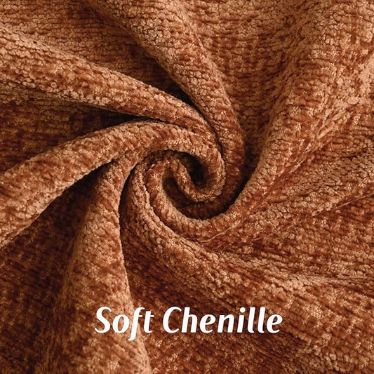 FUTEI Rust Chenille Throw Pillow Covers 18x18 Inch Set of 2,Soft Cozy Bound Edge Design Cushion Case,Home Decor for Couch Bed Living Room